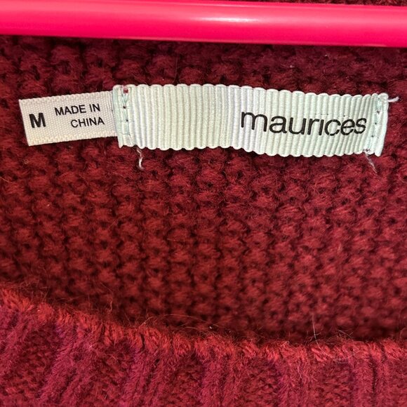 Maurices Women’s Medium Cable Knit Sweater Dress Red Lined - Picture 3 of 5